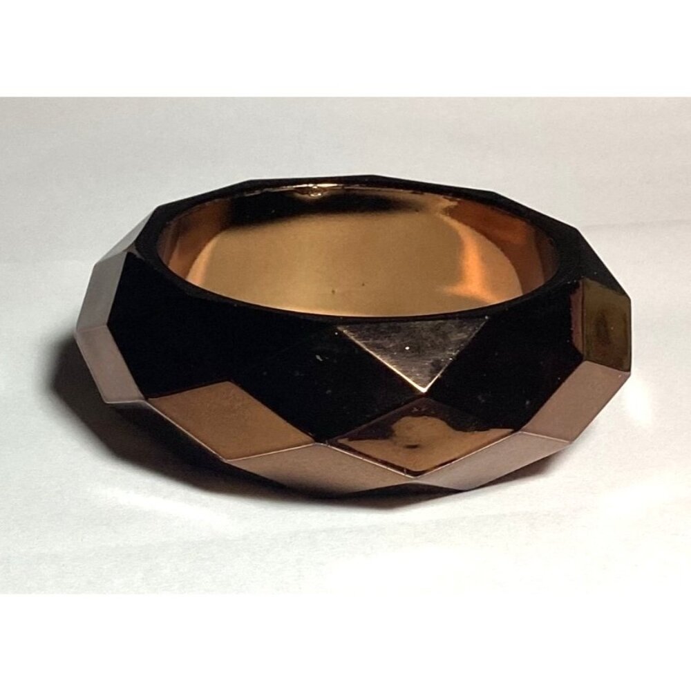Vintage Chunky Honeycomb Faceted Lucite Bangle Bracelet Opaque Metallic Brown - Picture 5 of 7